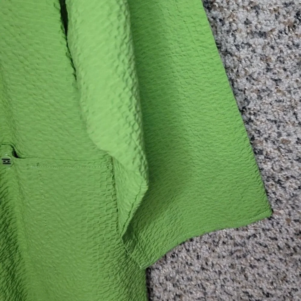 Habitat Top Womens Large Green Button Up Textured Collared Pockets Casual Ladies - Picture 7 of 9
